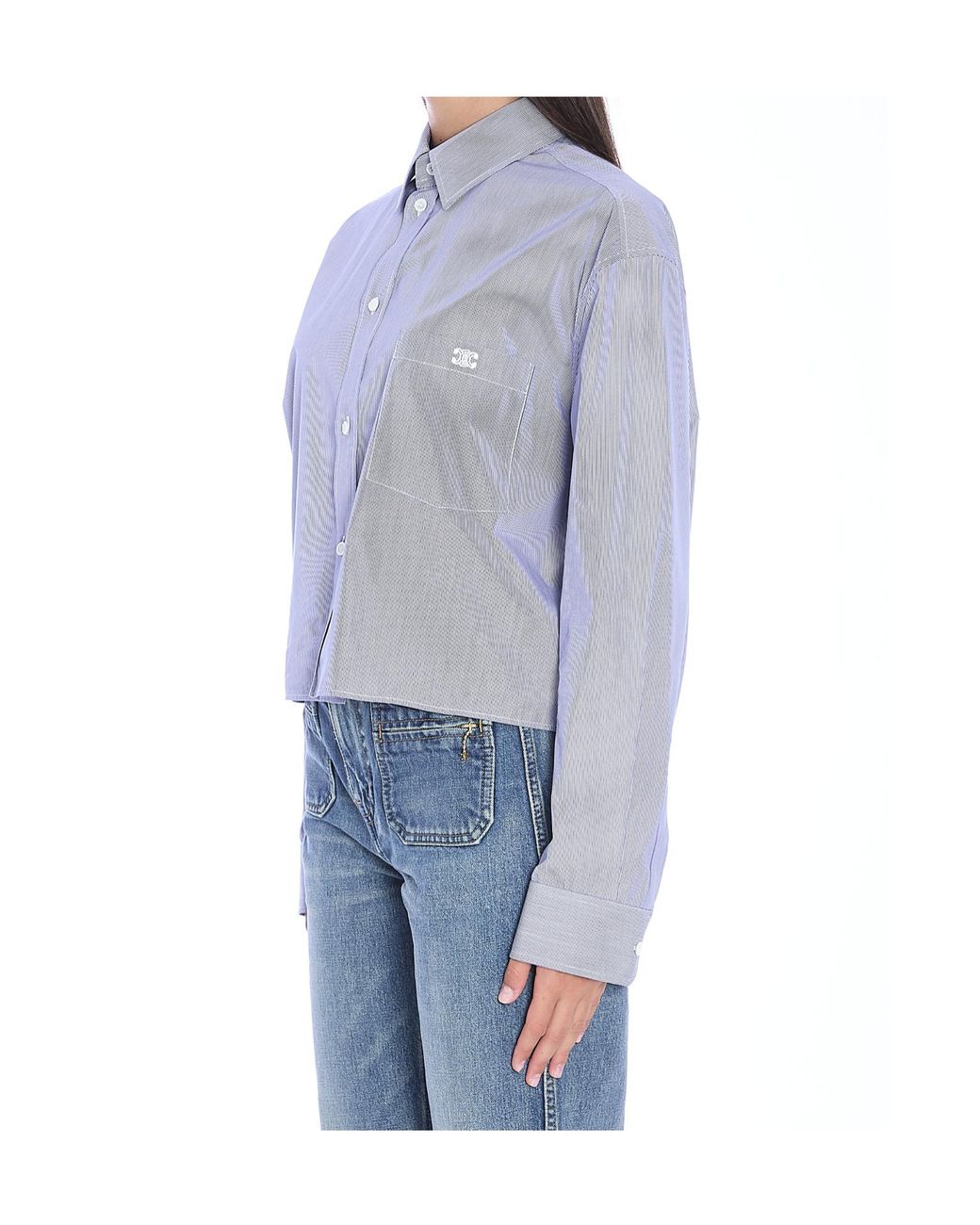 Céline Blue Cropped Shirt