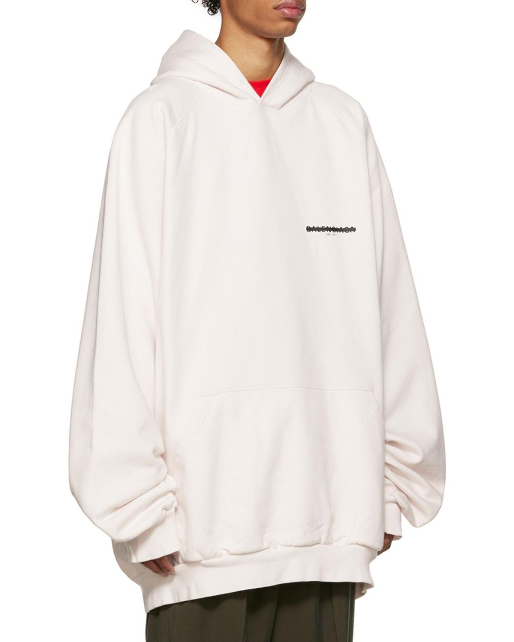 Balenciaga Gray Logo Printed Long-Sleeved Hoodie for men