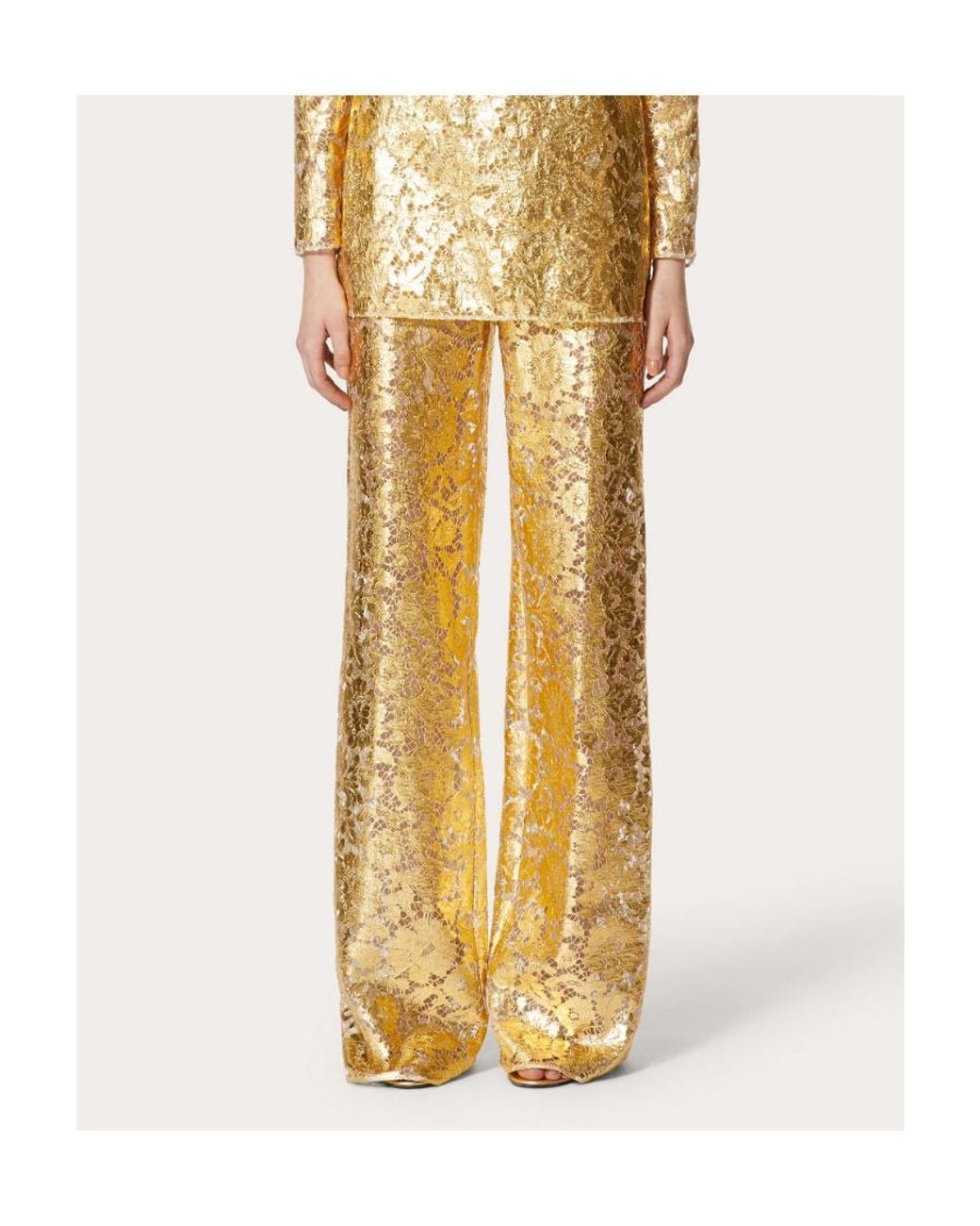 Valentino Metallic All-Over Patterned Straight Leg Trousers
