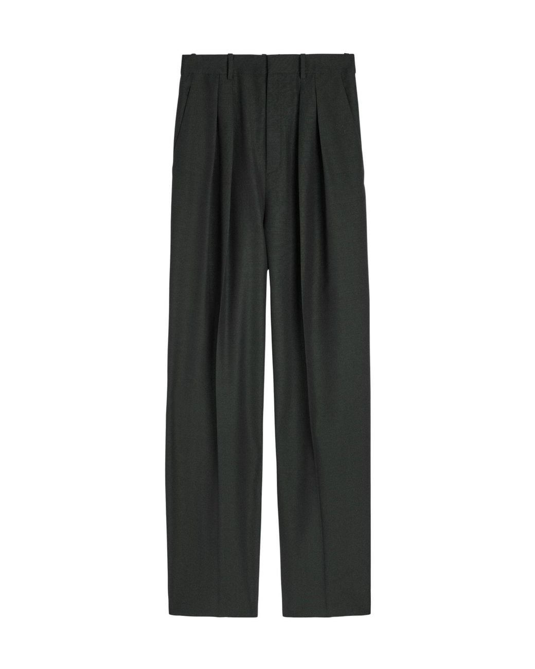 Saint Laurent Black High-Waisted Pleated Straight-Leg Trousers
