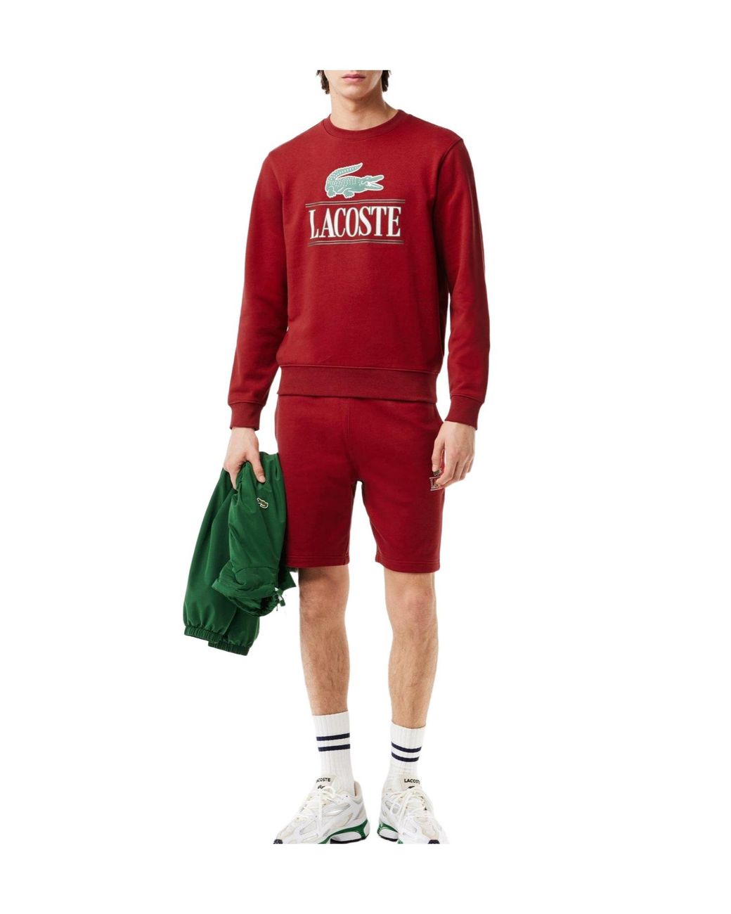 Lacoste Red Minimal Printed Sweatshirt