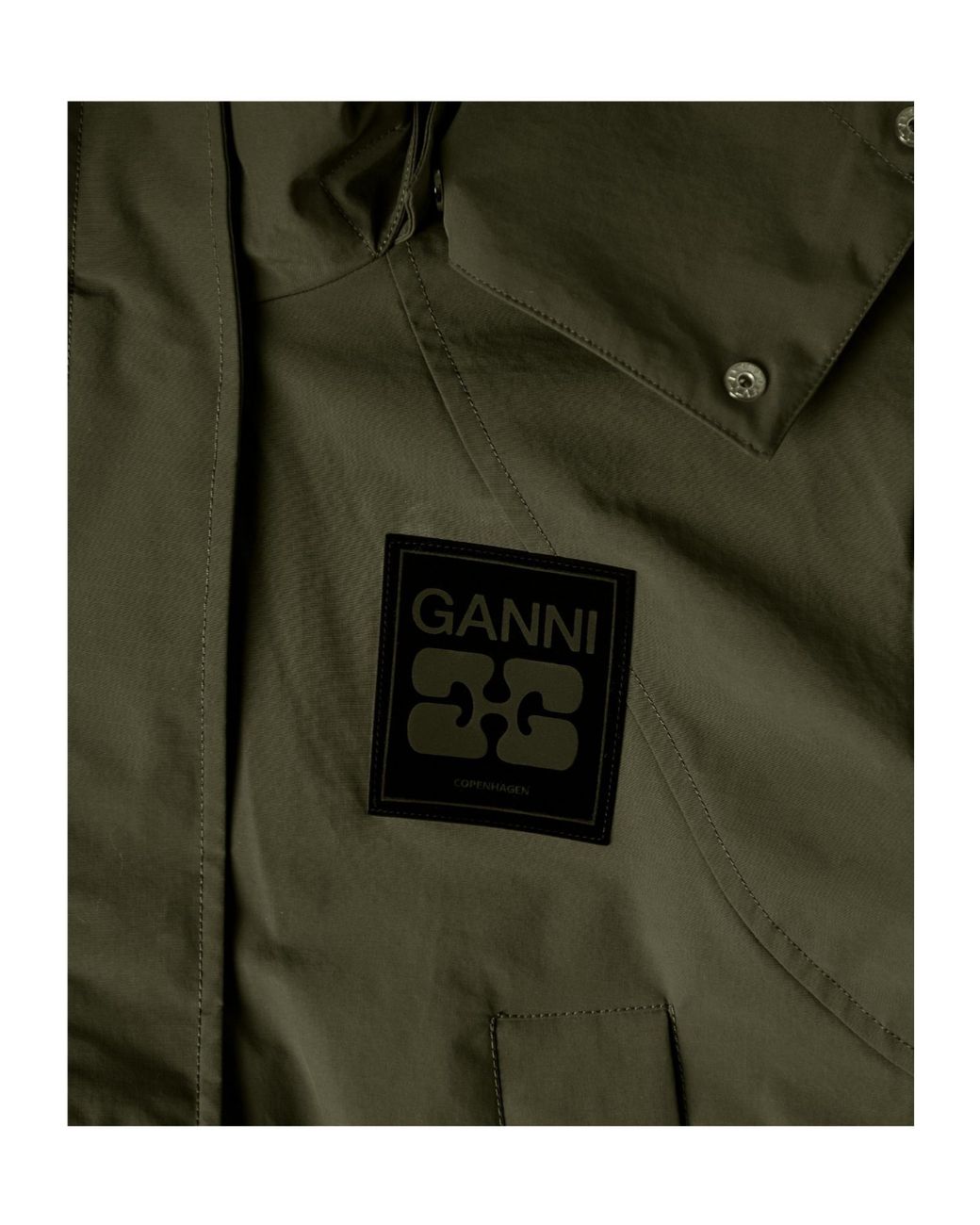 Ganni Green Long Parka Coat