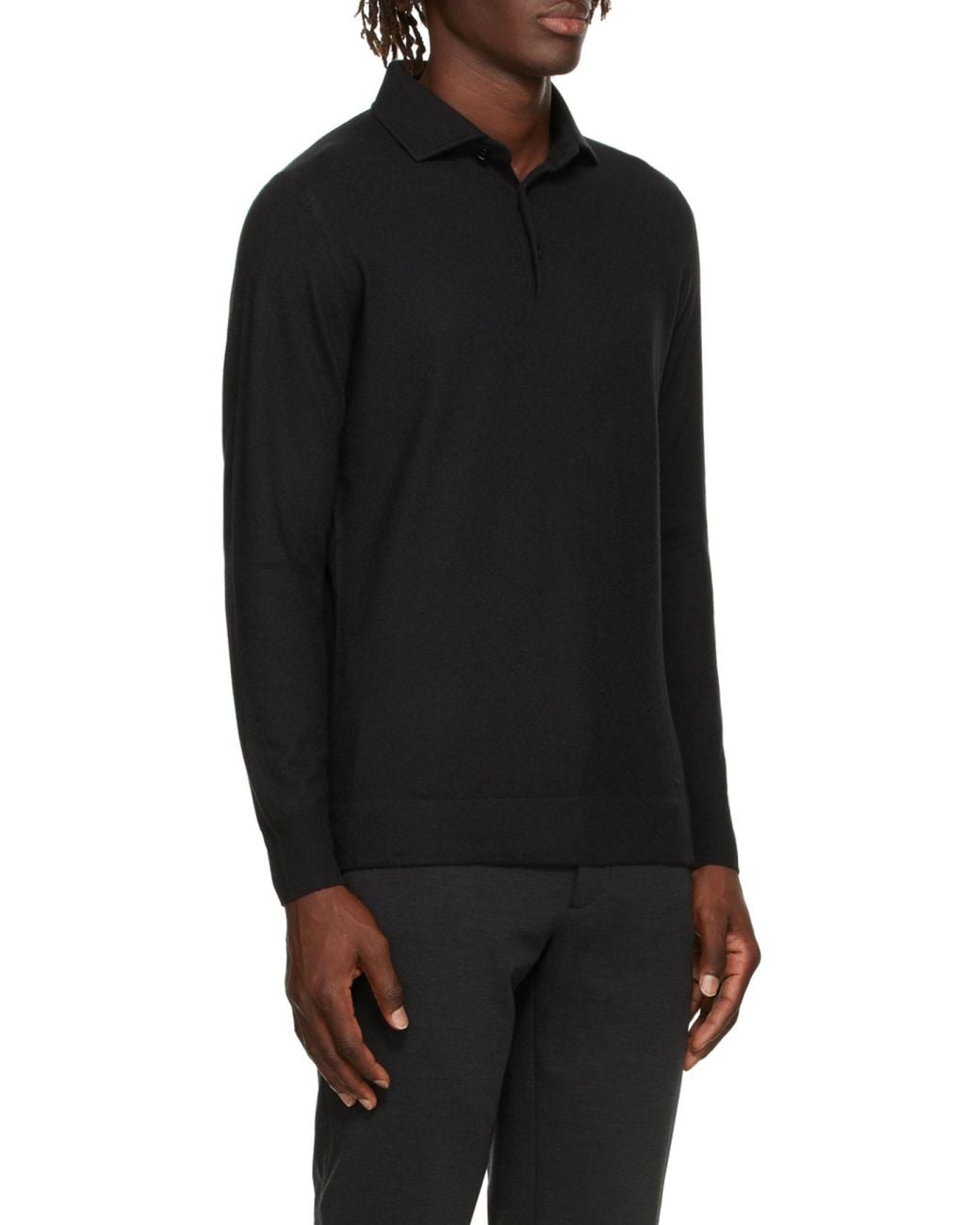 Loro Piana Black Slim Polo Shirt for men