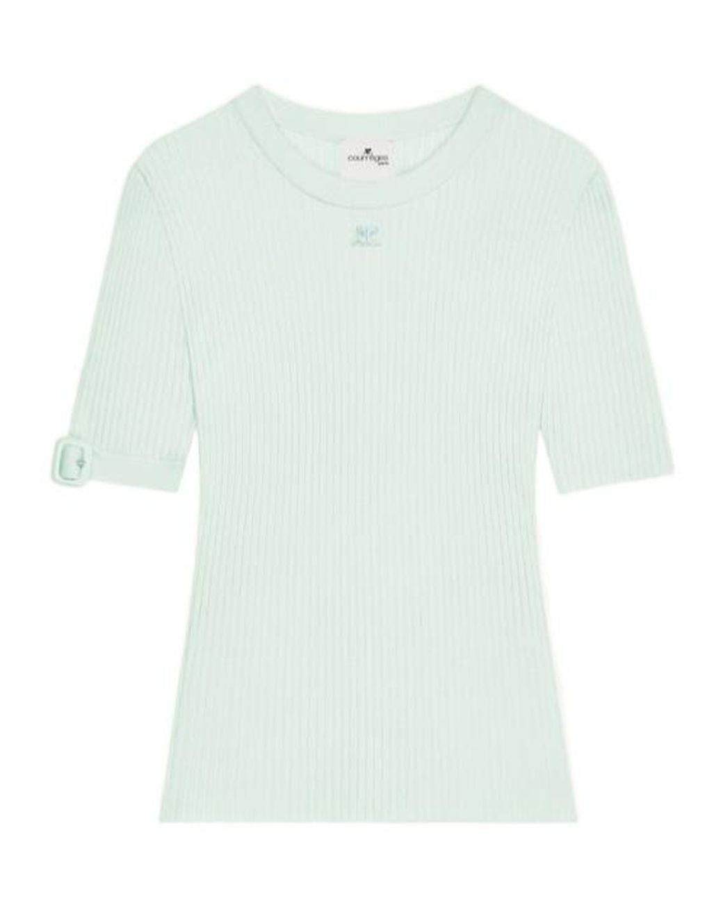 Courreges White Courrèges Buckle Knitted T-Shirt