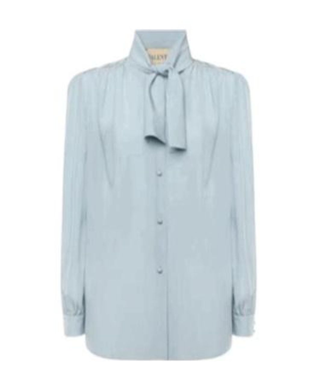 Valentino Blue Tie-Collar Button-Up Shirt