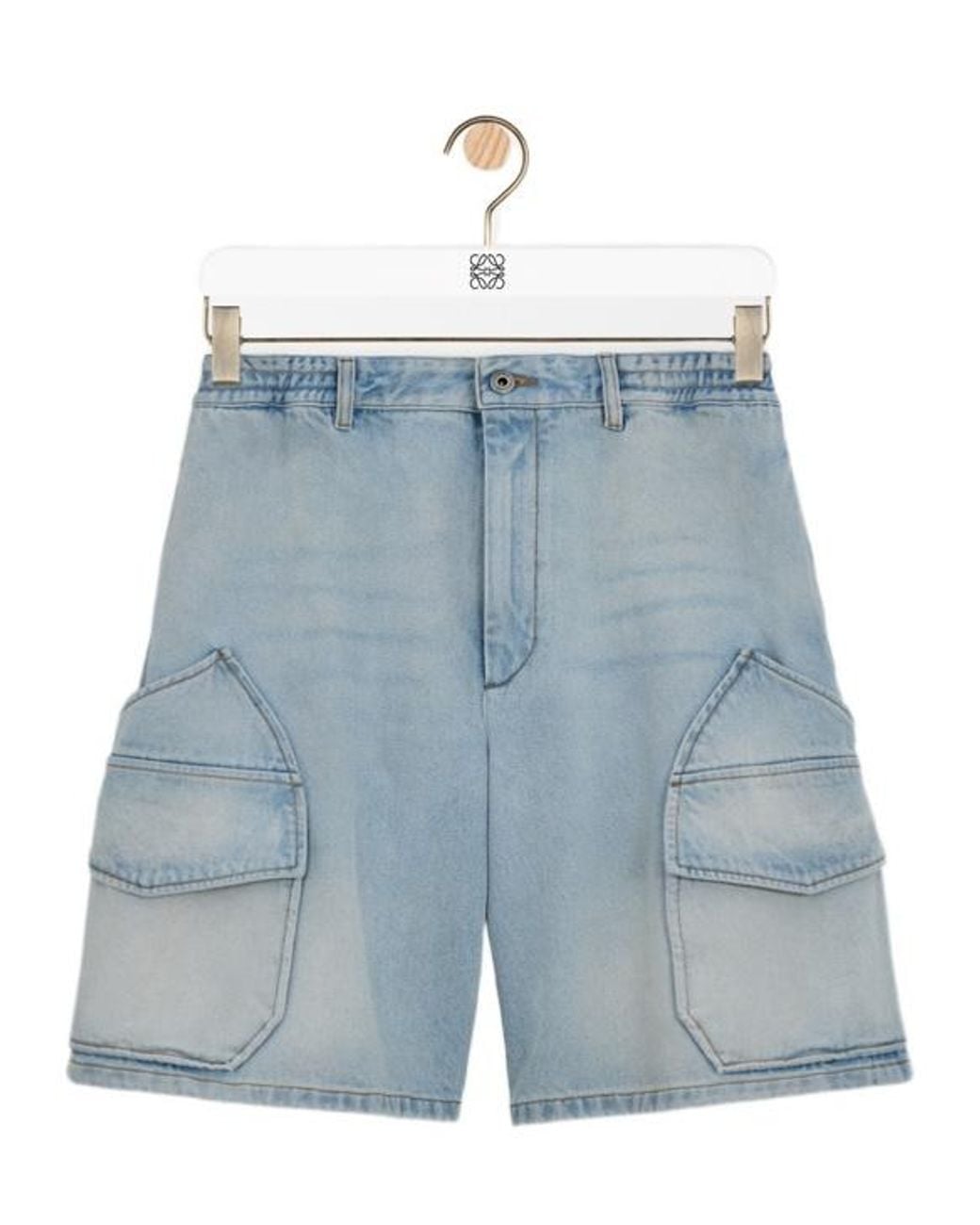 Loewe Blue Denim Cargo Shorts for men
