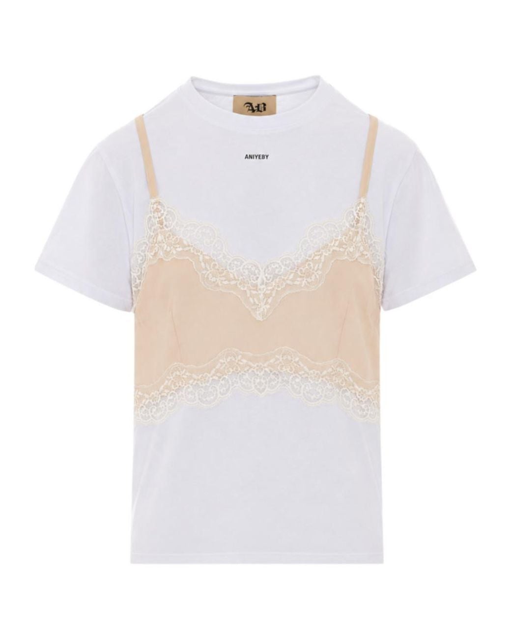 Aniye By White Lila Lace Bra Detail T-Shirt
