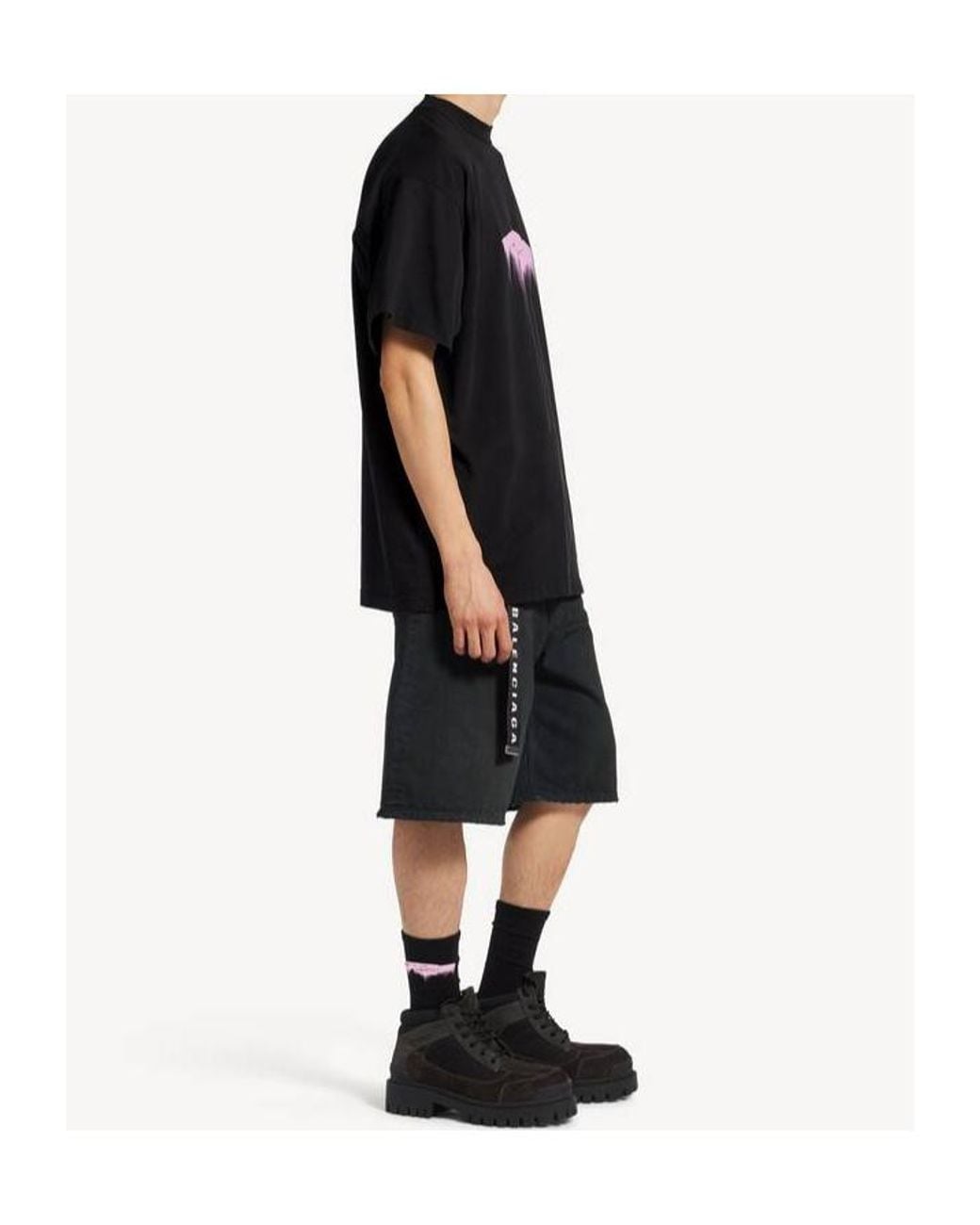 Balenciaga Black Printed T-Shirt for men