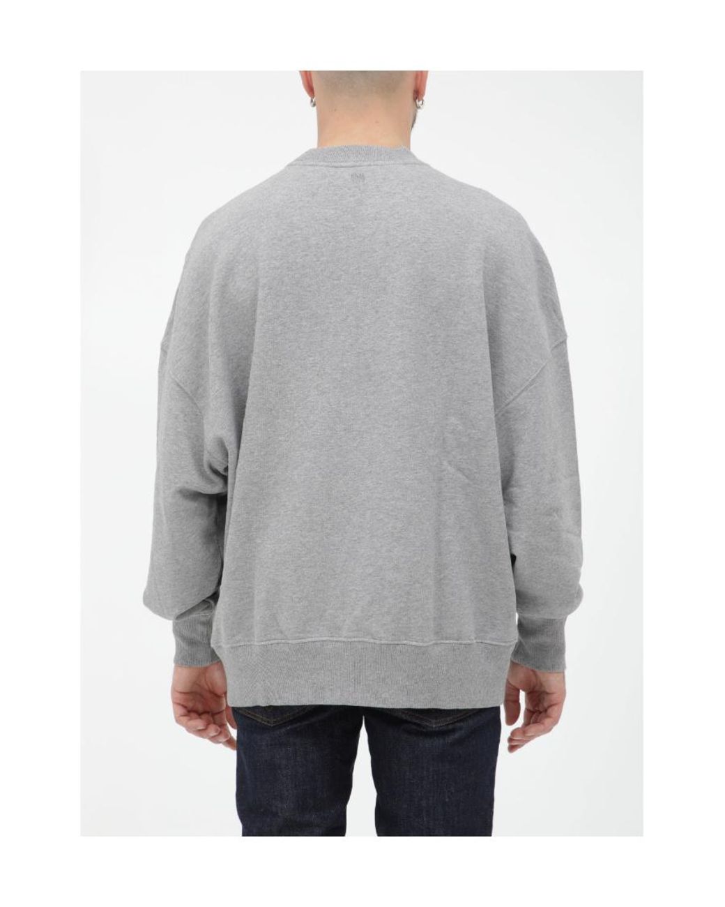AMI Gray Logo-Embroidered Oversize Sweatshirt for men