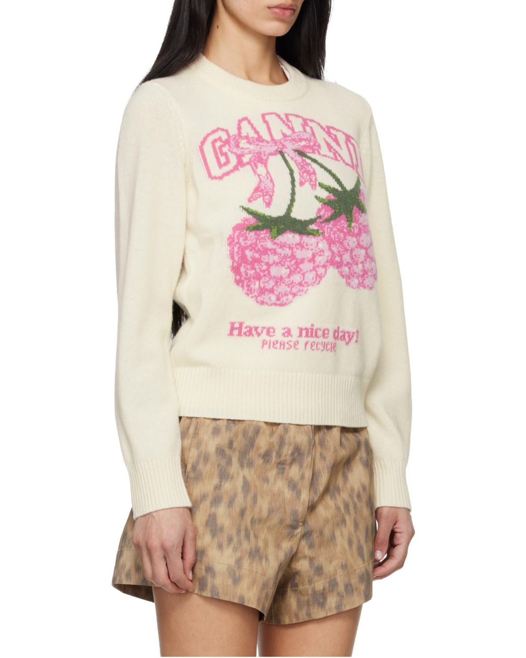 Ganni Pink Graphic Jumper