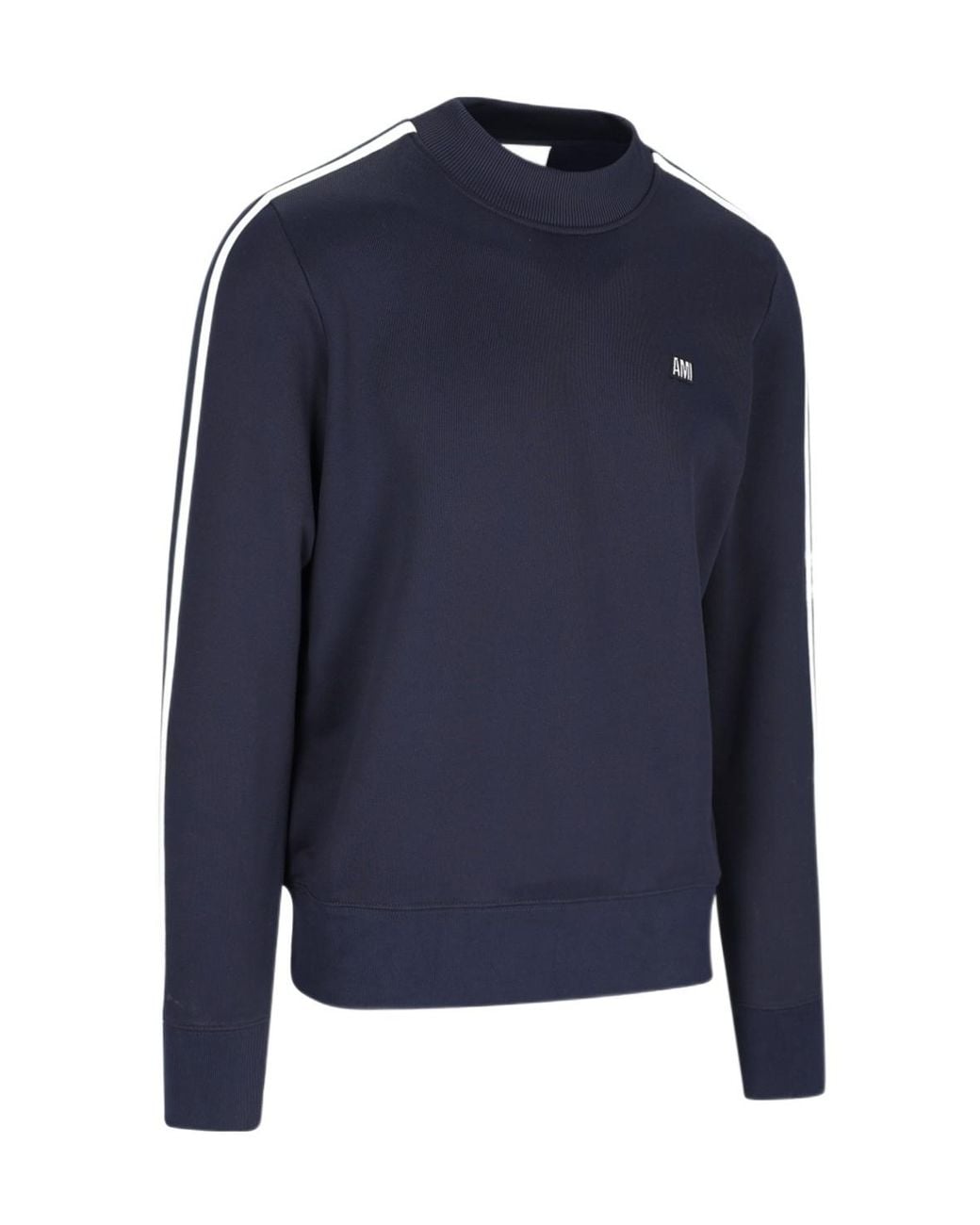 AMI Blue Ami Logo Embroidered Side-Striped Sweatshirt for men