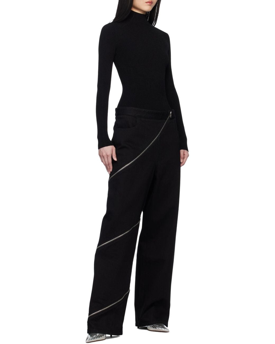 Alaïa Blue Alaïa Ribbed Knitted Bodysuit