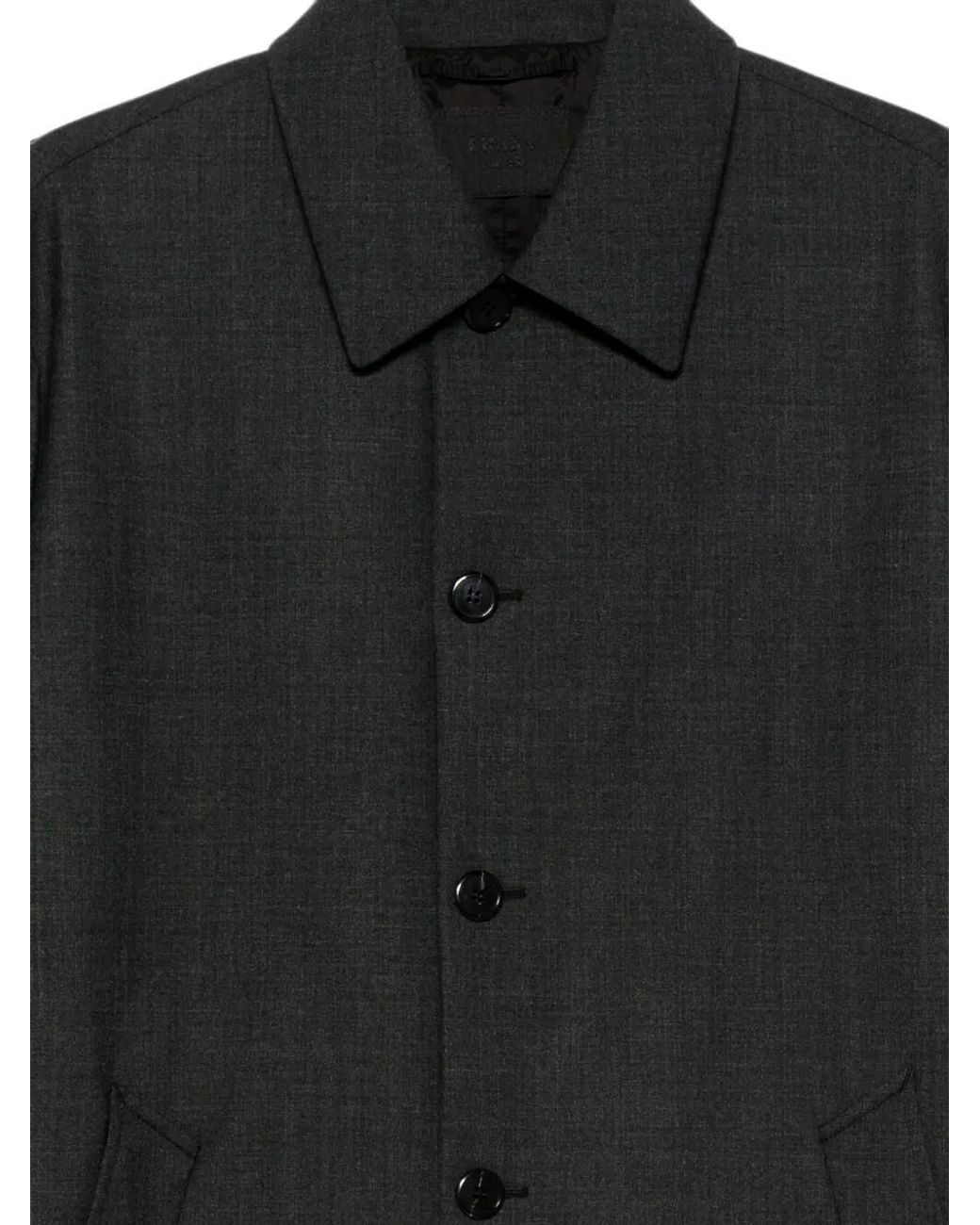 Prada Black Technical Wool Coat for men