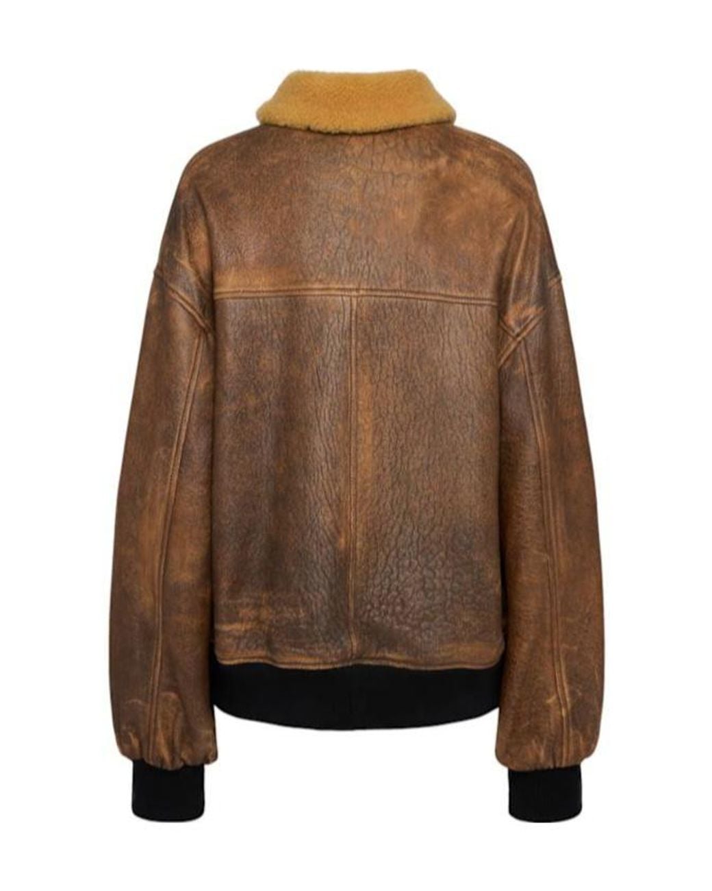 Khaite Brown Sandor Leather Bomber Jacket