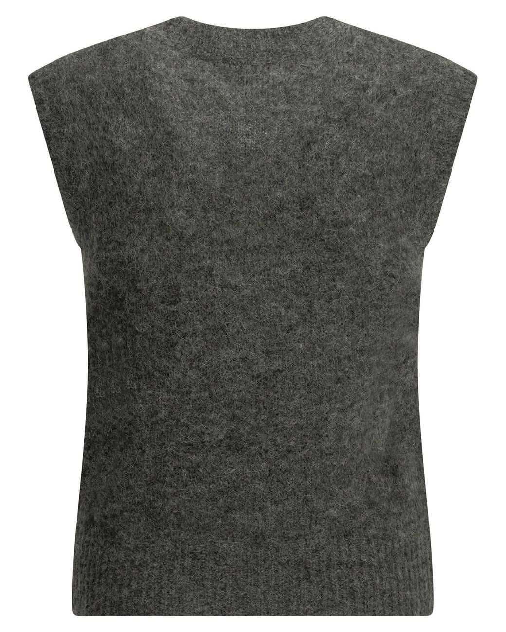 AMI Gray Ami V-Neck Knitted Top