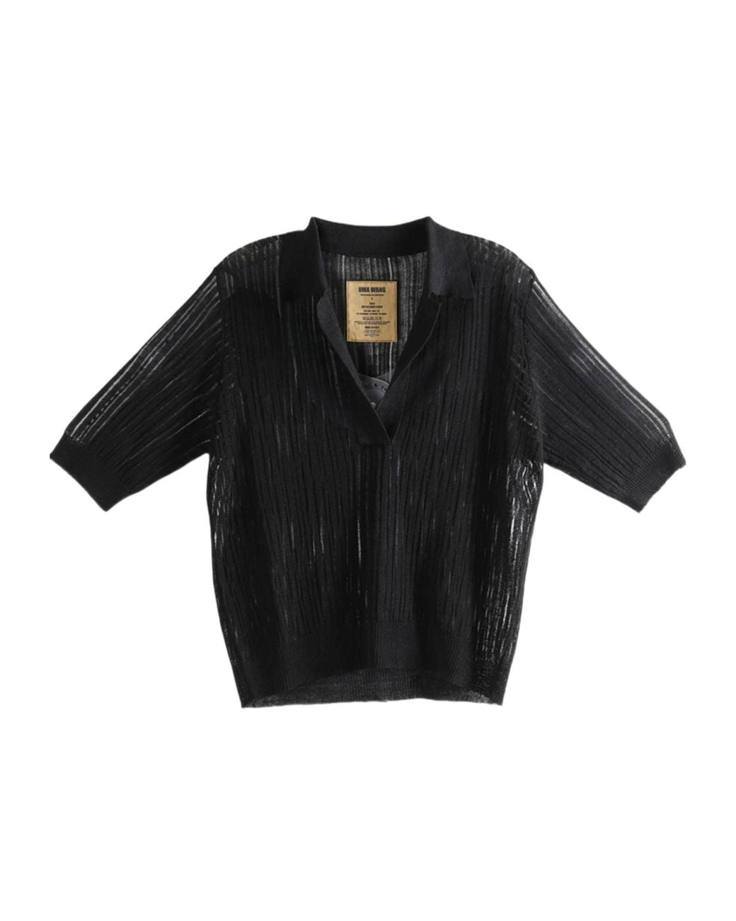Uma Wang Black Collared Polo Shirt