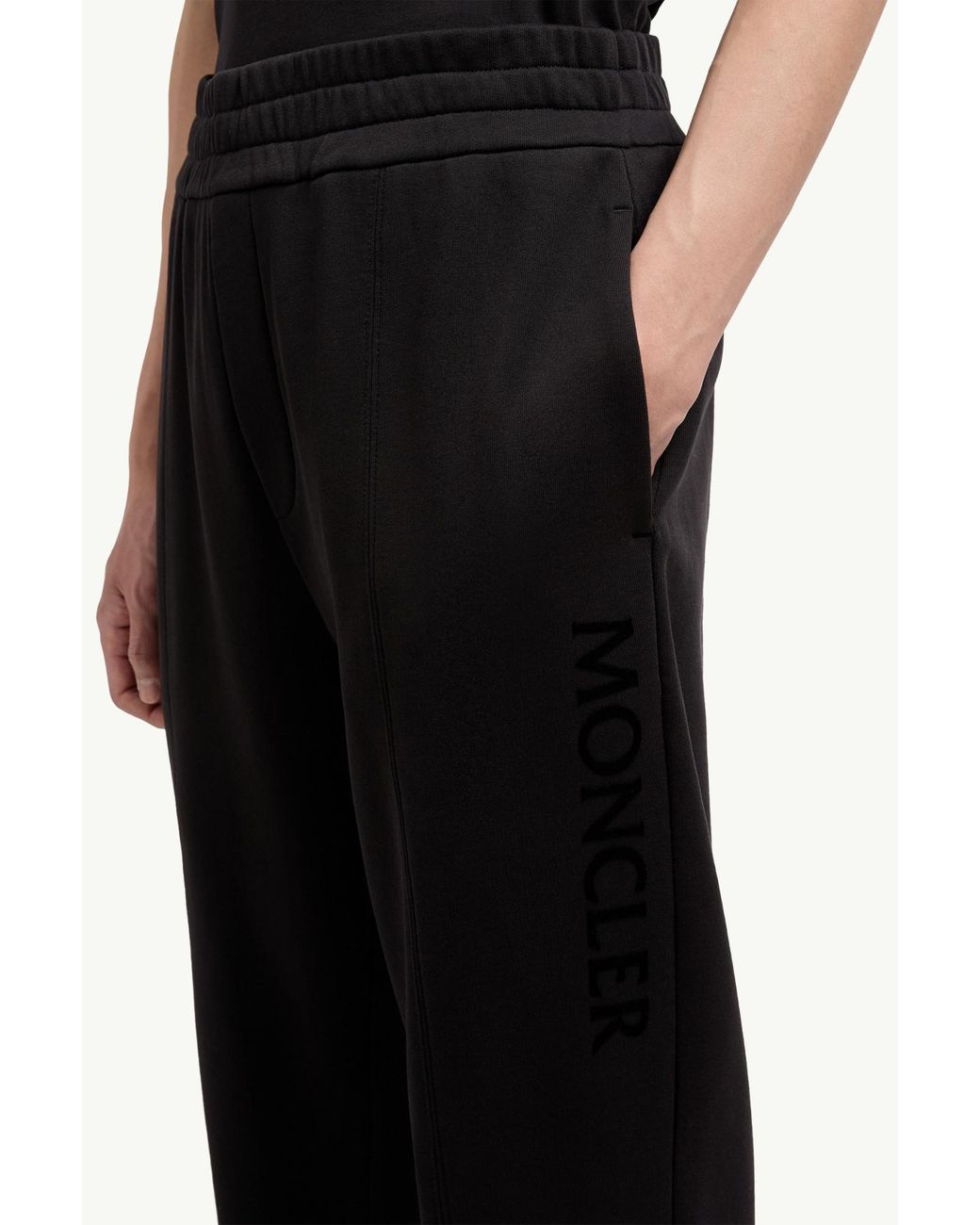 Moncler Black Logo Printed Track Pants for men