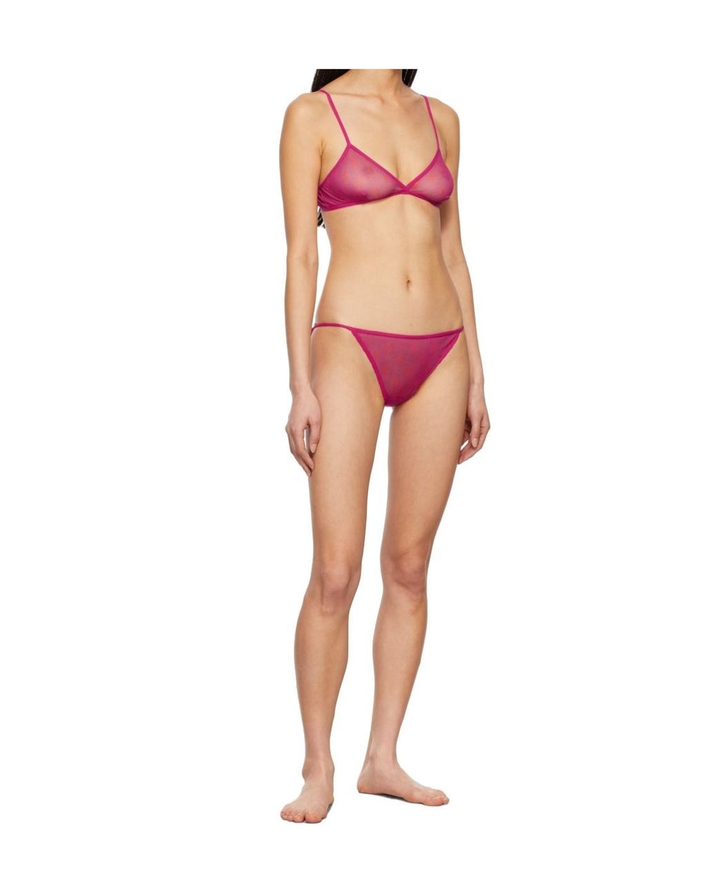 Saint Laurent Pink Monogram Sheer Panties