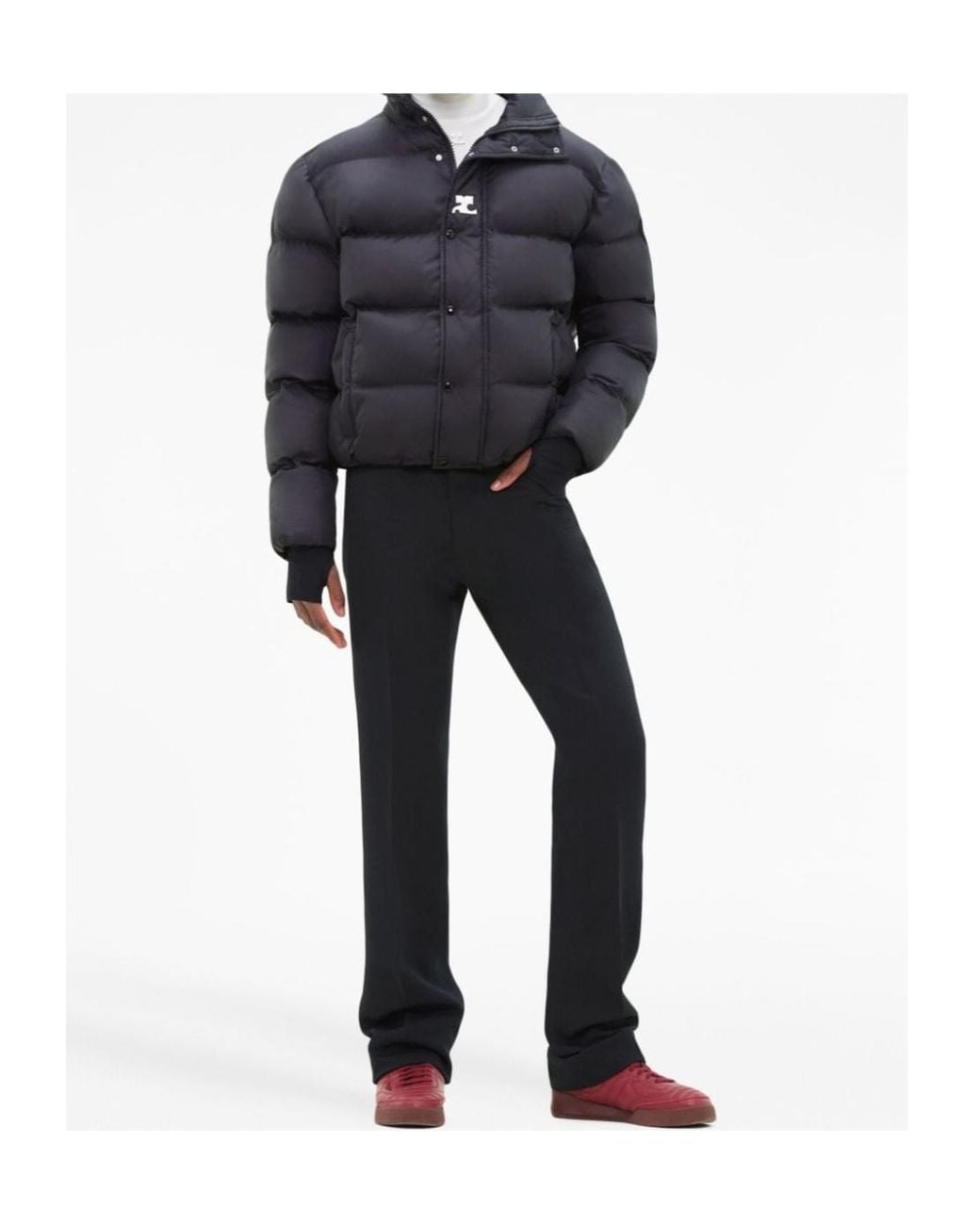 Courreges Gray Courrèges Logo Embroidered Puffer Jacket for men