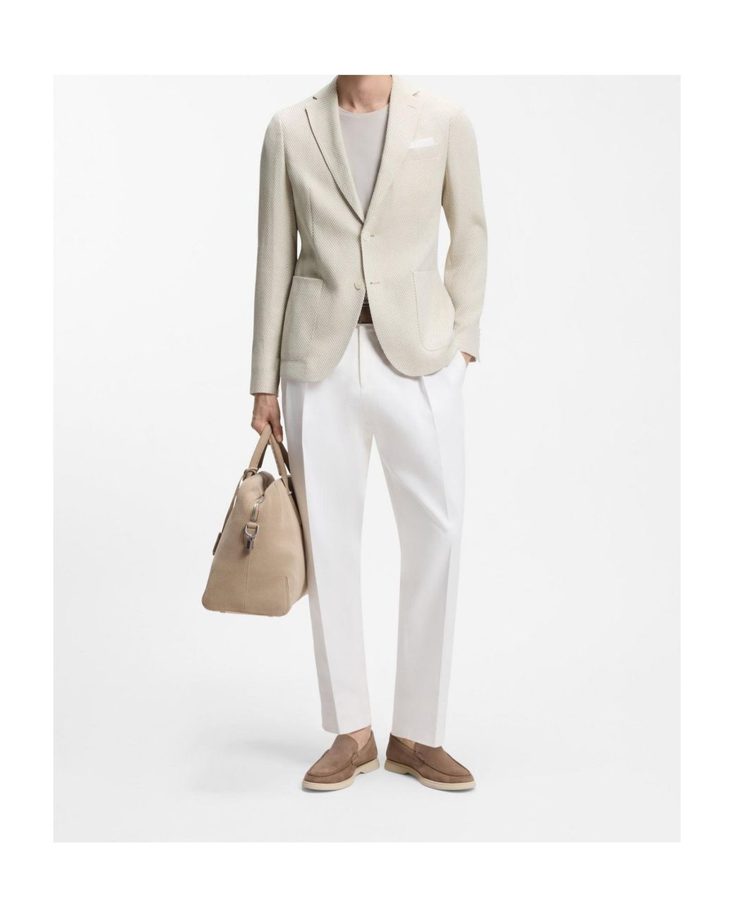 Boss Natural Patterned Single-Breasted Blazer for men
