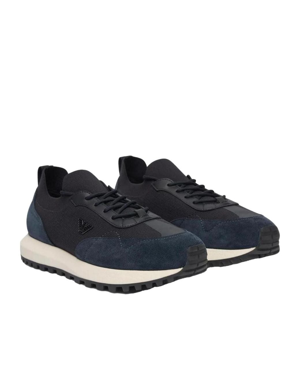 Emporio Armani Blue Logo Patch Sneakers for men
