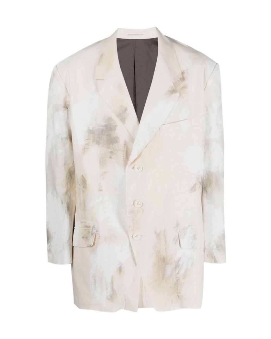 Yohji Yamamoto White Abstract Printed Blazer for men