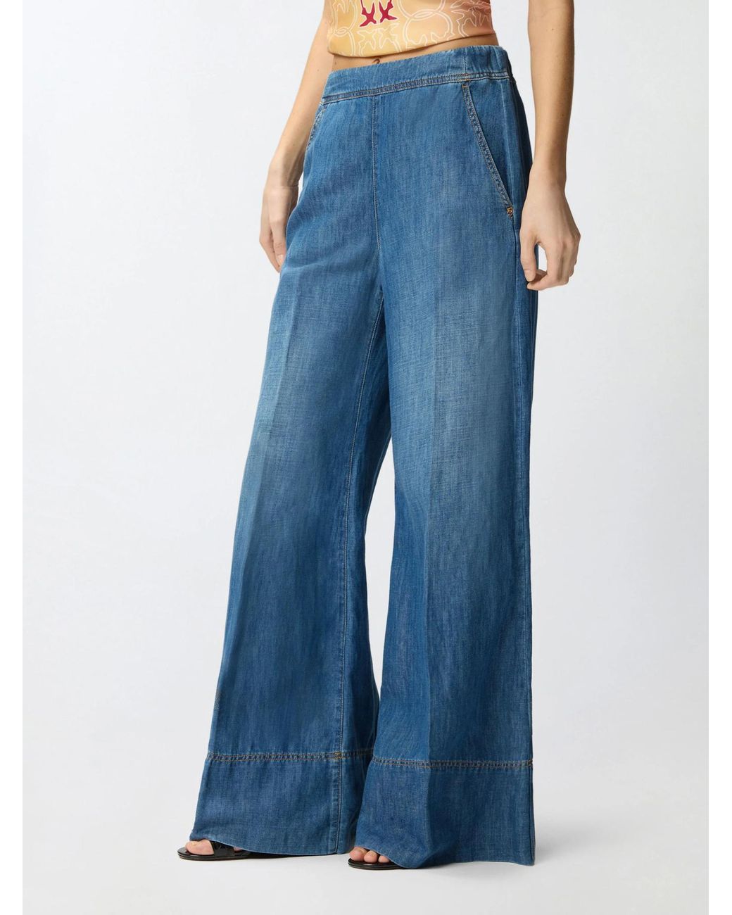 Pinko Blue Spiaggia Wide-Leg Jeans