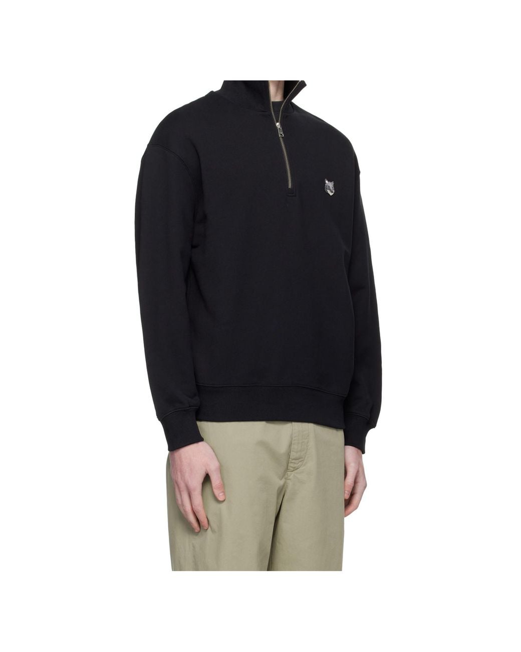 Maison Kitsuné Blue Maison Kitsuné Fox Head Half-Zip Sweatshirt for men
