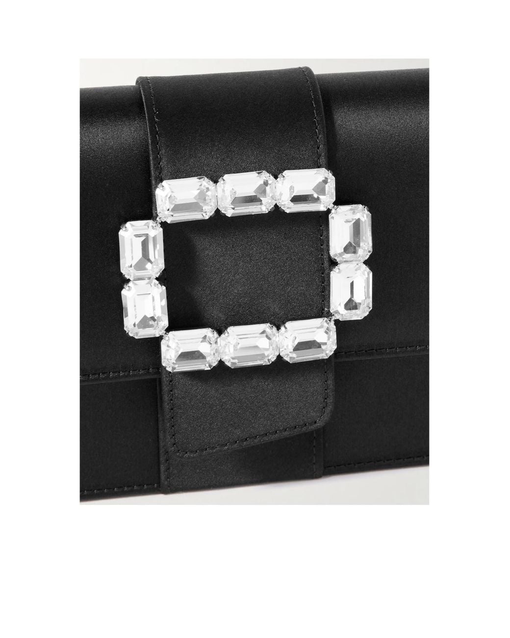 Manolo Blahnik Black Crystal-Embellished Satin Clutch