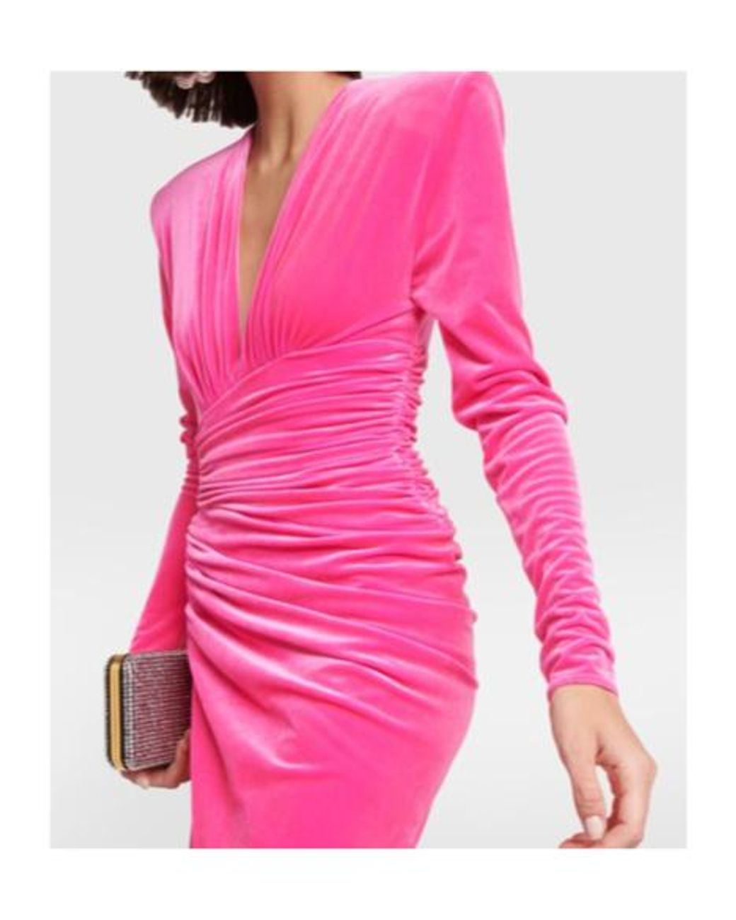 Alexandre Vauthier Pink Velvet Draped Midi Dress