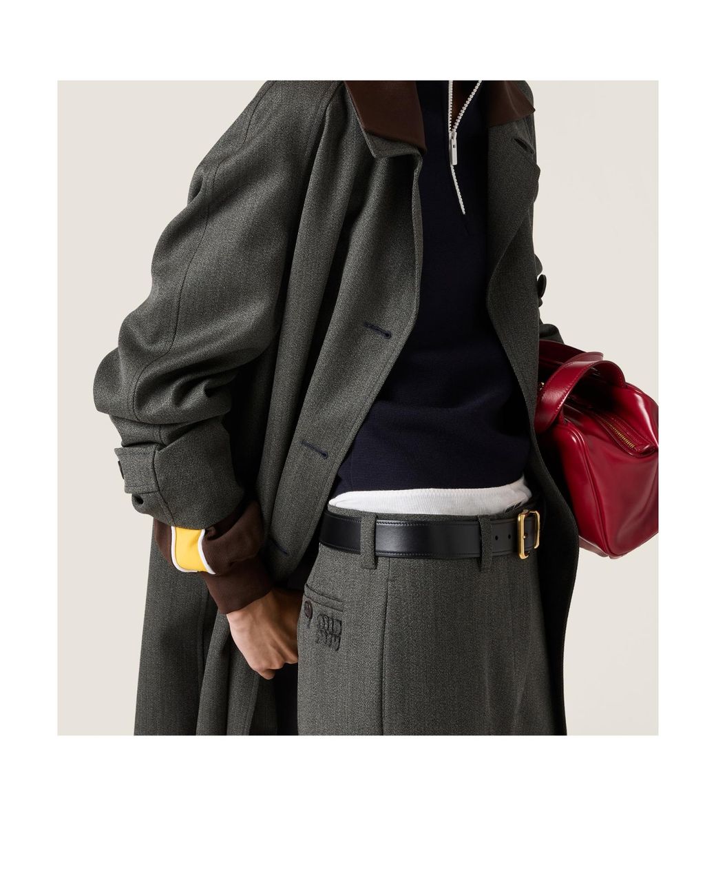 Miu Miu Gray Cover Fabric Trousers