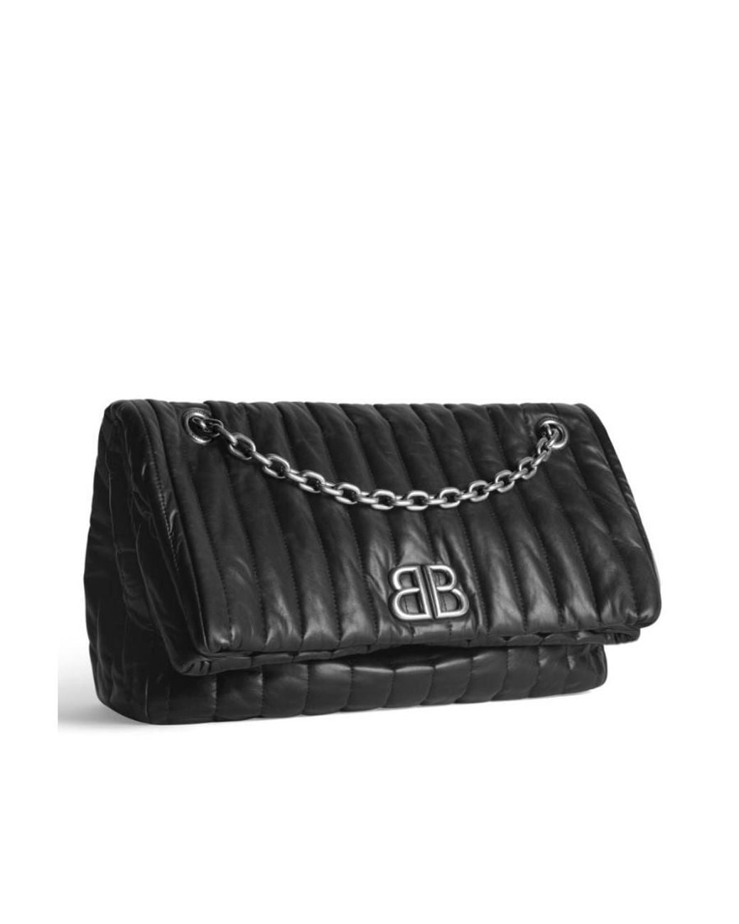 Balenciaga Black Monaco Medium Quilted Chain Shoulder Bag