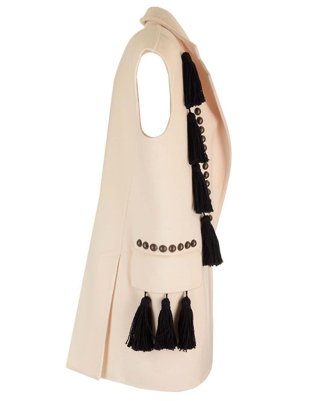 Max Mara White Tassle Detailed V-Neck Gilet