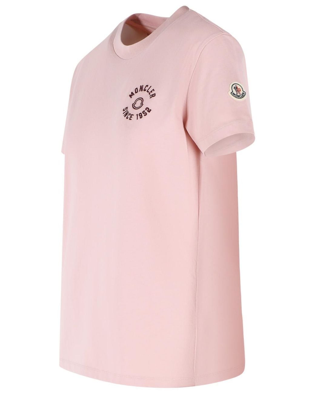 Moncler Pink Logo Patch Crewneck T-Shirt