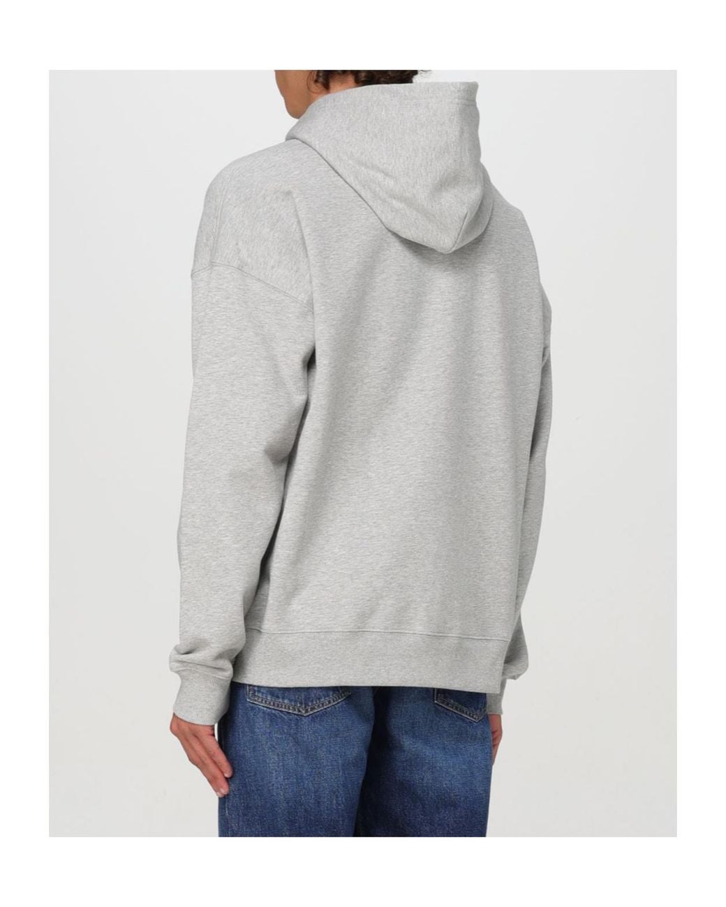 DIESEL Gray Logo Embroidered Drawstring Hoodie for men