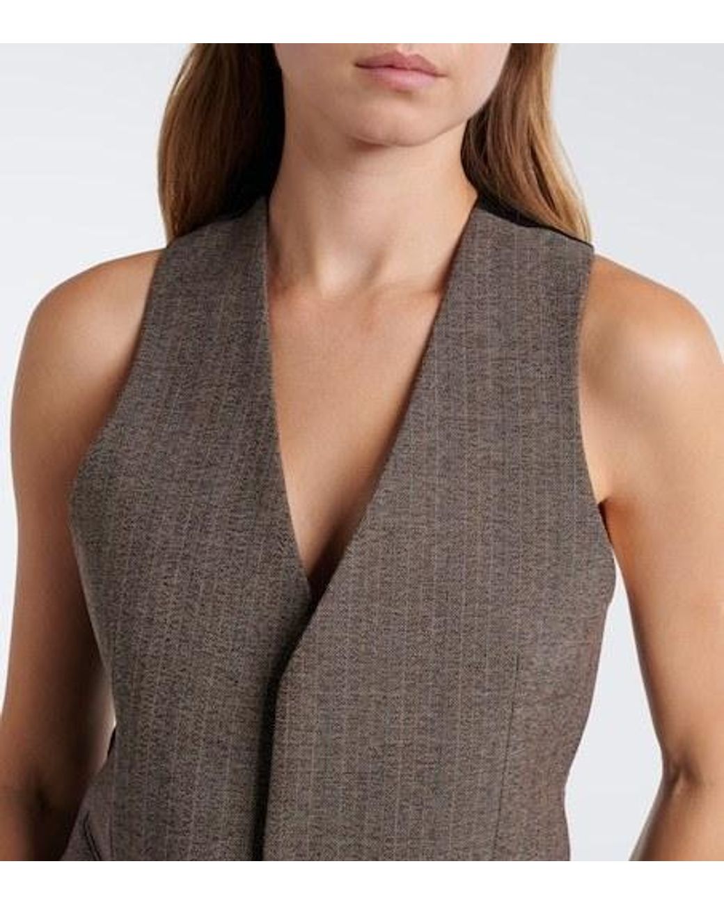 Victoria Beckham Brown Pinstripe Vest