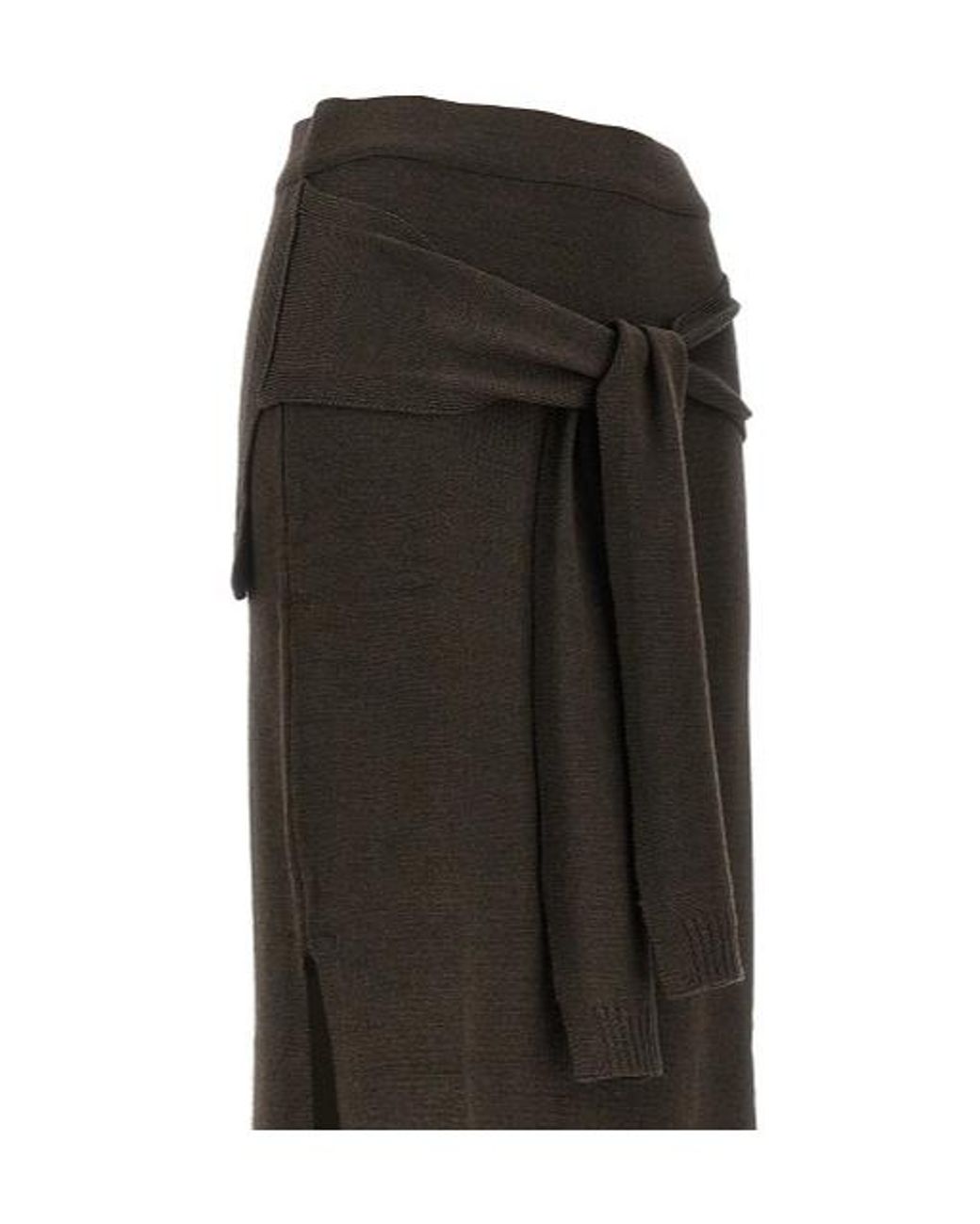 Lemaire Black Tie-Around Side Slit Midi Skirt