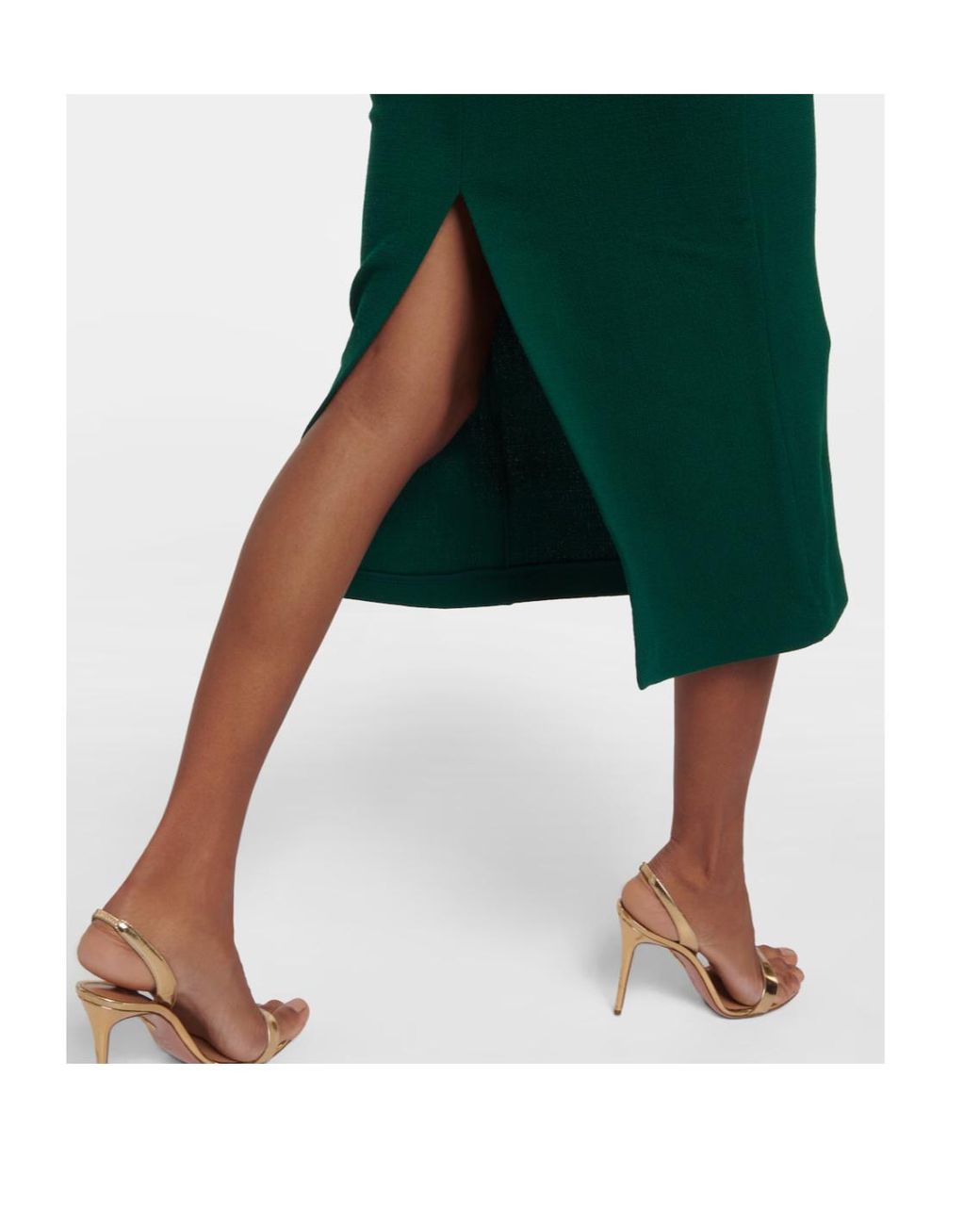 Roland Mouret Green Moon Wool Midi Dress
