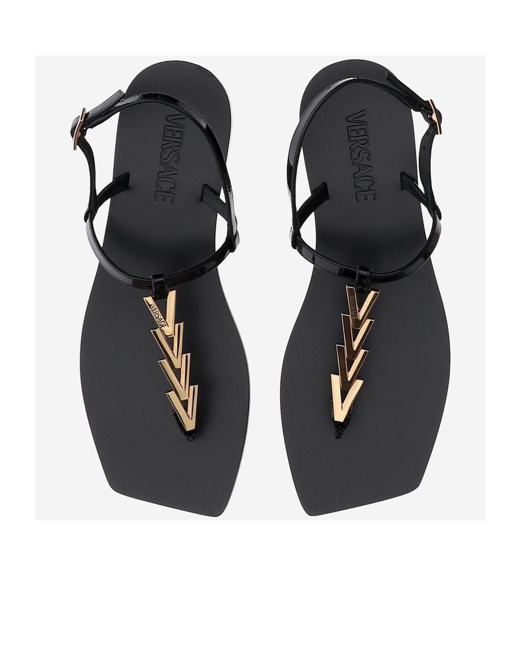 Versace White V-Chain Square-Toe Sandals