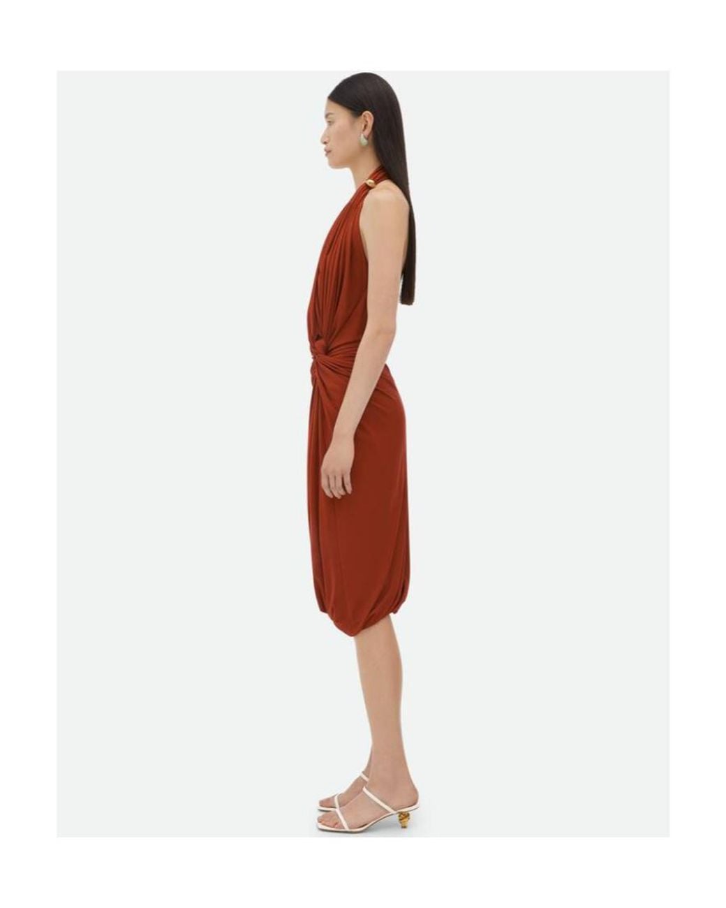 Bottega Veneta Red Drop Ring Detailed Midi Dress