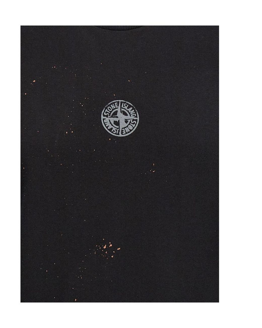 Stone Island Black Compass-Motif Crew-Neck T-Shirt for men