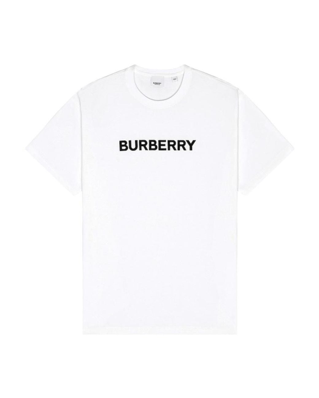 Burberry White Logo Printed Crewneck T-Shirt for men
