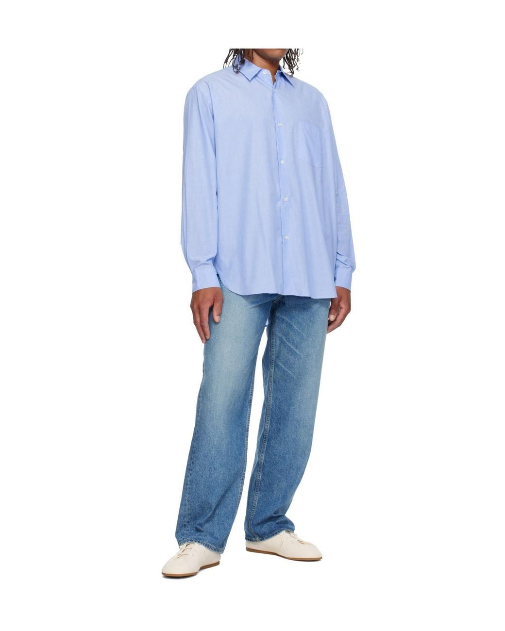 Ssstein Blue Relaxed-Fit Shirt With A Standard Collar for men