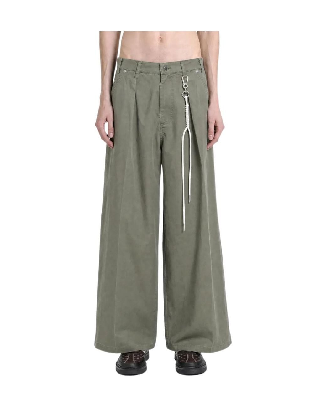 Song For The Mute Green Pleated Loose Fit Trousers for men