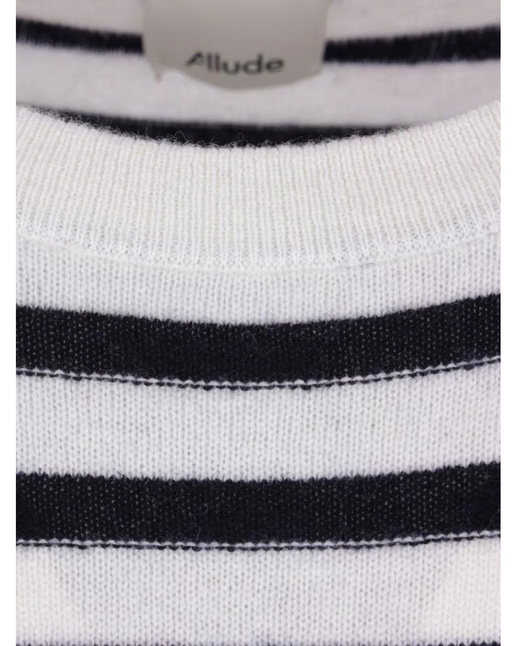 Allude Blue Striped Button-Detail Short-Sleeve T-Shirt