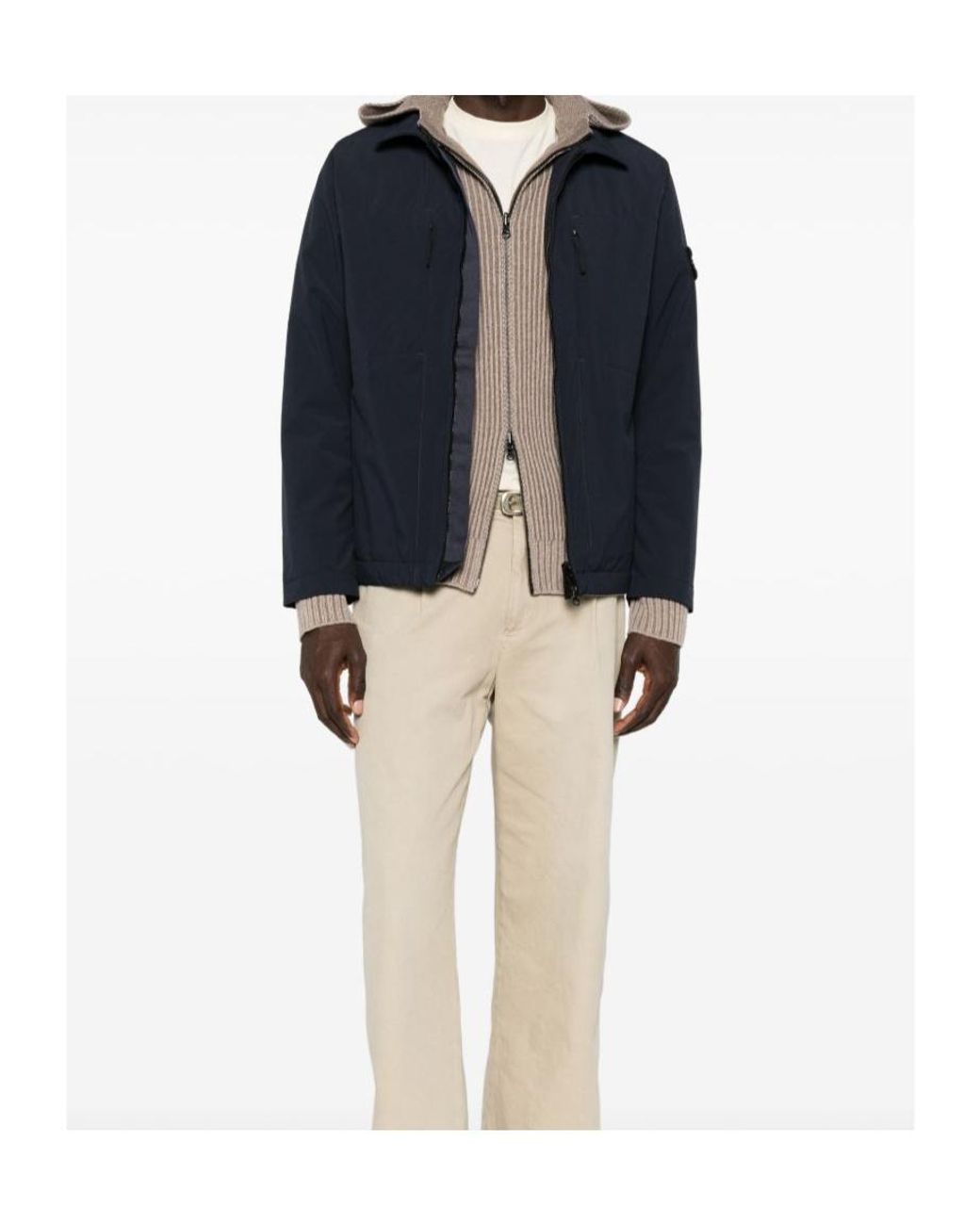 Stone Island Black Logo Patch Zip-Up Jacket for men