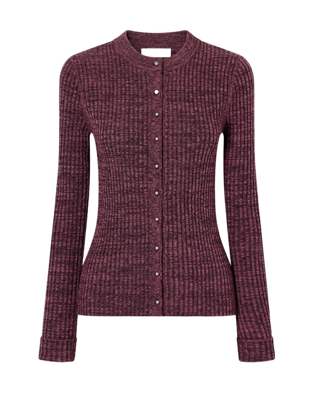 Rabanne Purple Ribbed-Knit Buttoned Cardigan