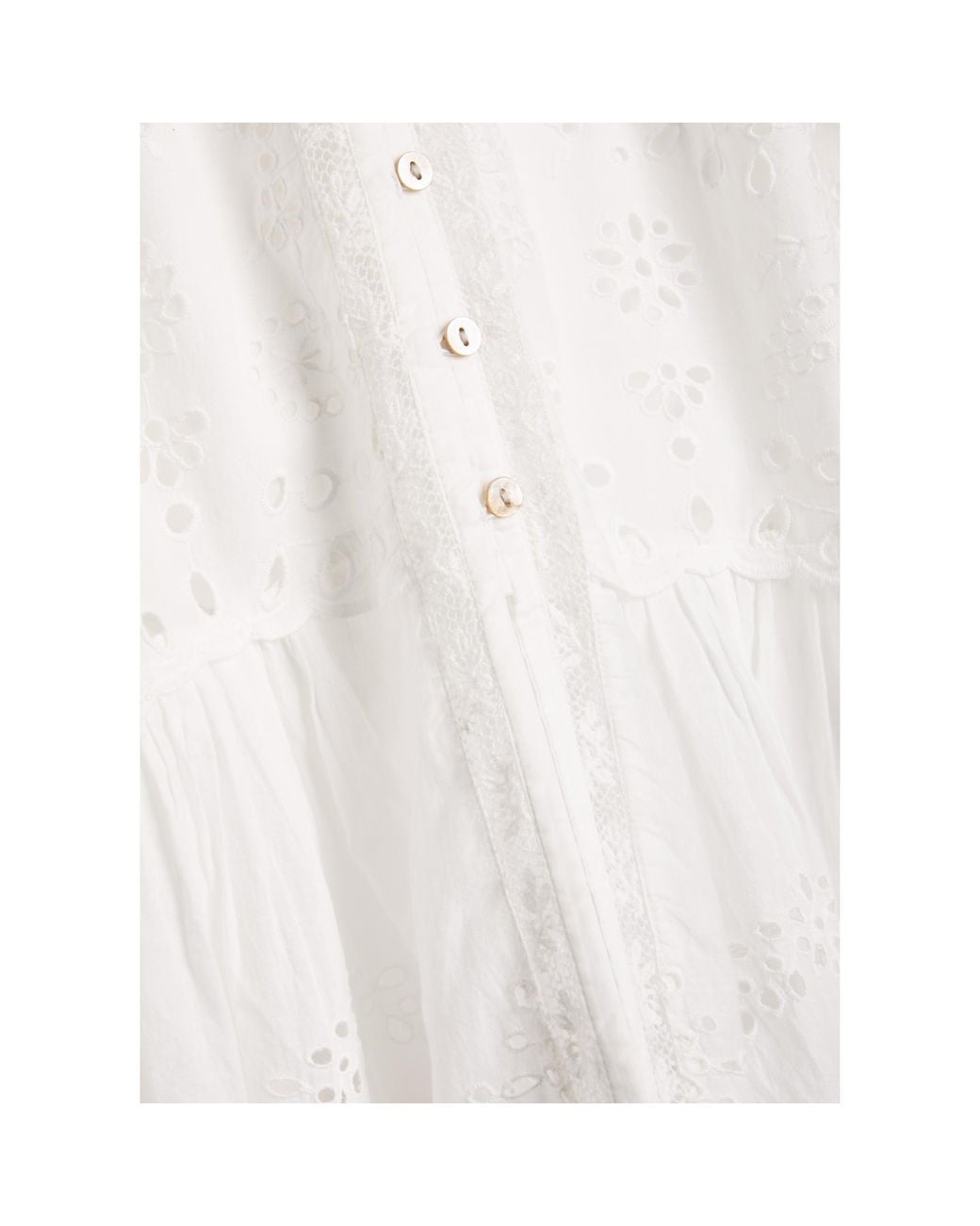 LoveShackFancy White Cut-Out Embroidered Dress