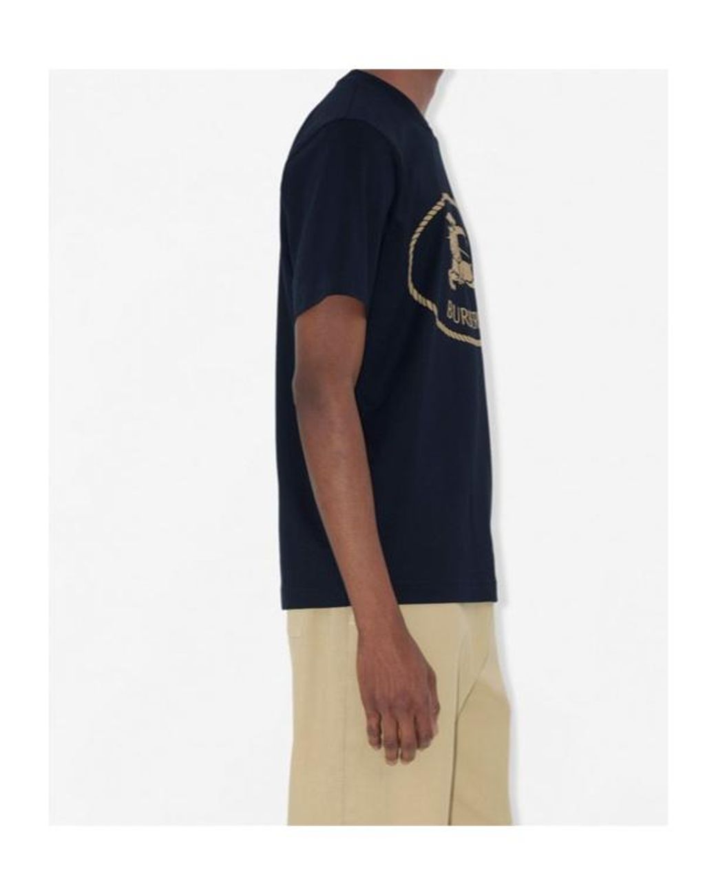 Burberry Blue Cotton Knight Stamp T-Shirt for men