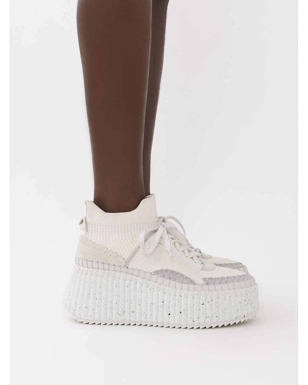 Chloé White Chloé Nama Wedge Sneakers